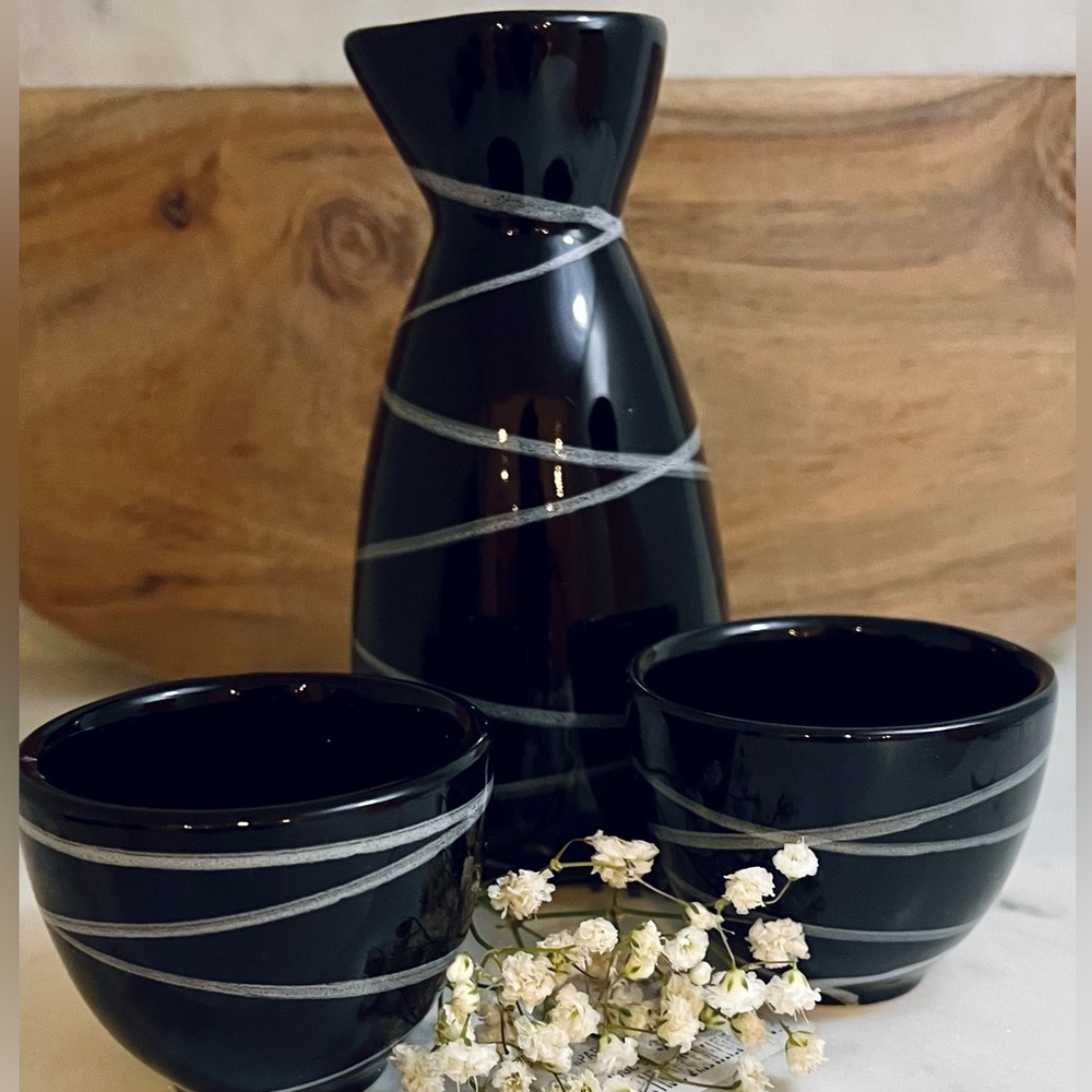 Pacific Island Creations Co., Ltd Glazed Ceramic 3 Pc Sake Set Made in China